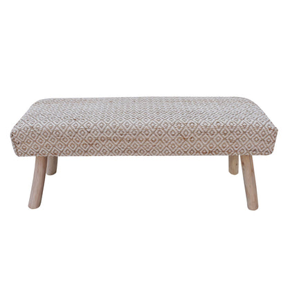 Malak Bench, Jute, Wool, Polyester, Natural, Natural White, Pitloom, Flat Weave