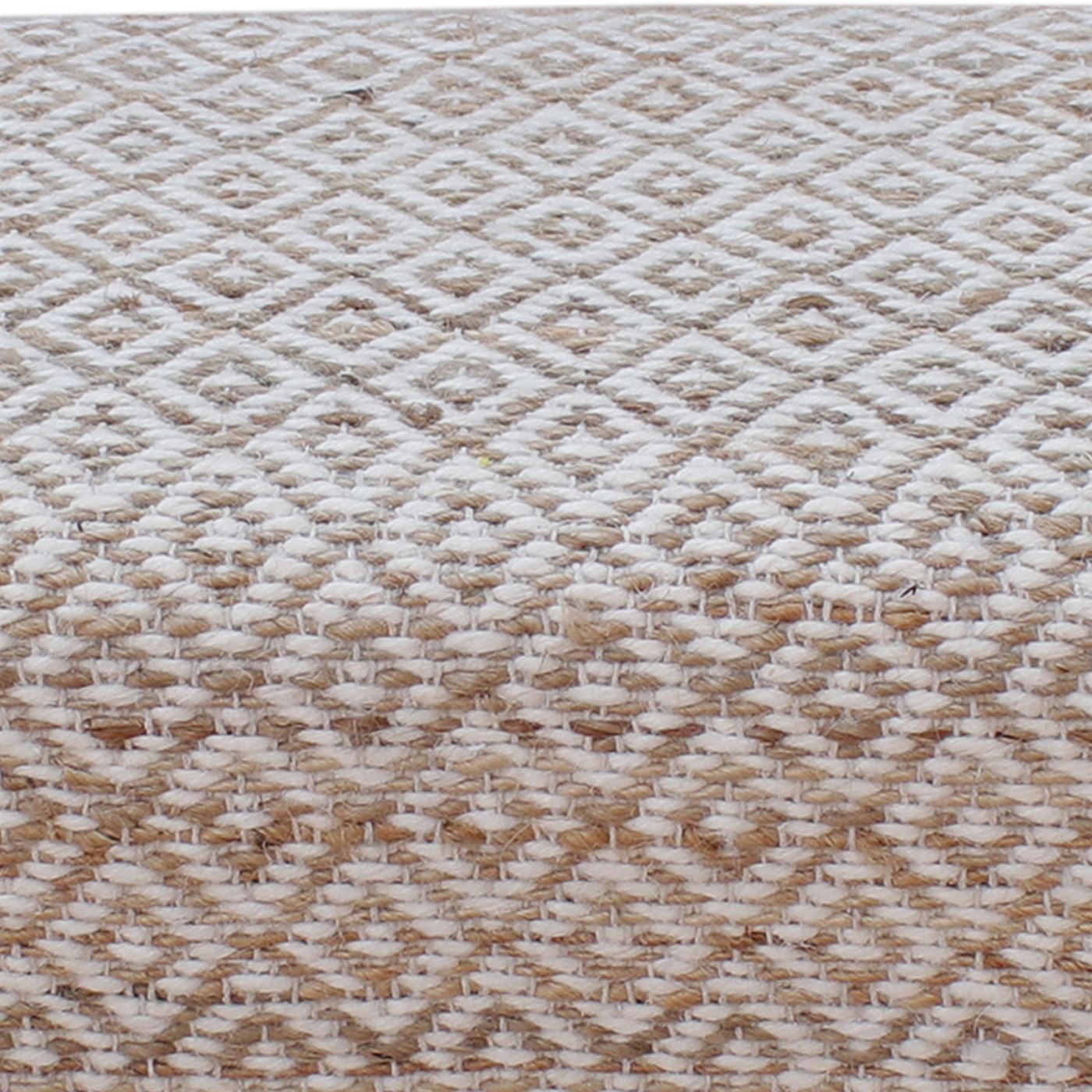 Malak Bench, Jute, Wool, Polyester, Natural, Natural White, Pitloom, Flat Weave