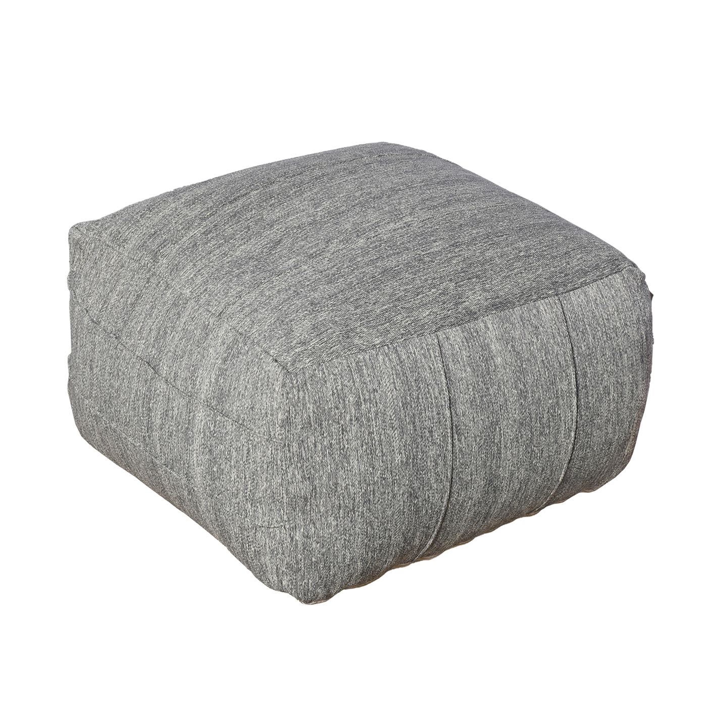 Malar Pouf, Polypropylene, Grey, Jaquard Durry, Flat Weave 