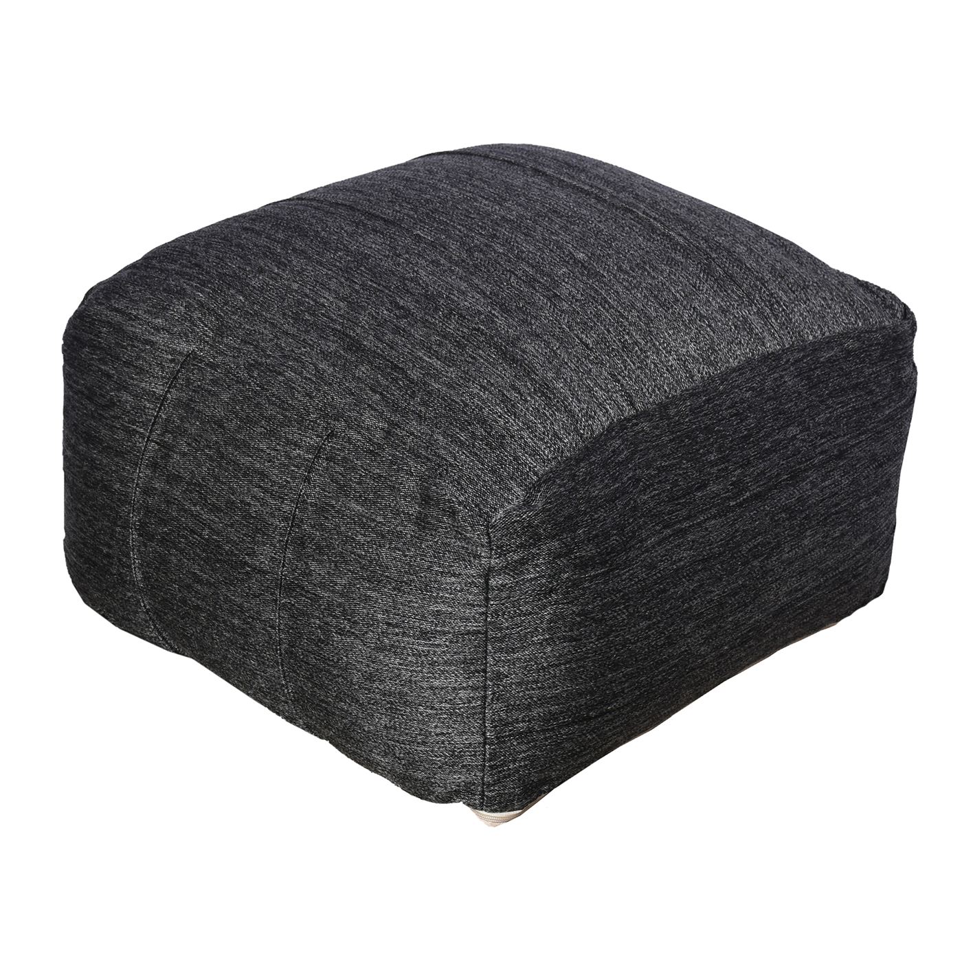 Malar Pouf, Polypropylene, Charcoal, Jaquard Durry, Flat Weave 