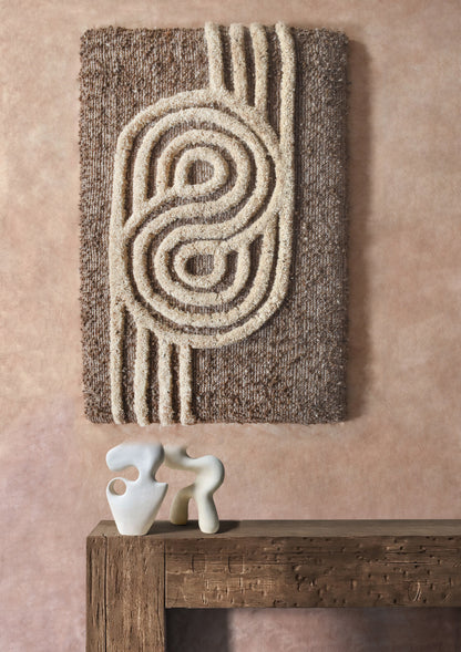 MAMEDOT WALL ART AND MISGAV WALL ART - BROWN/BEIGE- HAND WOVEN / OVER TUFTED - WOOL & MDF