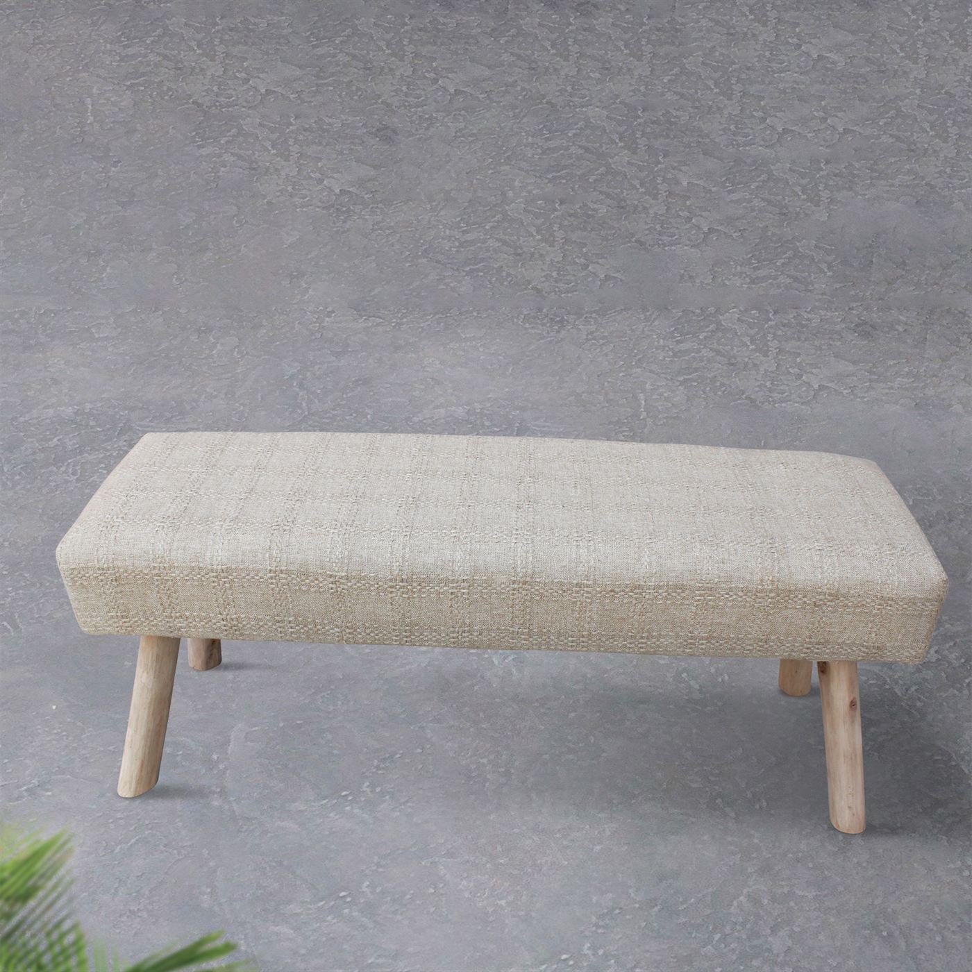 Marsan Bench, Linen, Viscose, Beige, Hand woven, Flat Weave