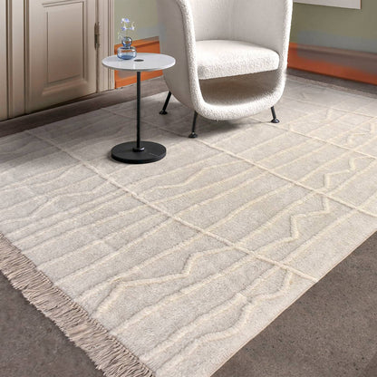 Area Rug, Bedroom Rug, Living Room Rug, Living Area Rug, Indian Rug, Office Carpet, Office Rug, Shop Rug Online, Natural White, Nz Wool, Table Tufted, Bm Sn, All Cut, Geometric 