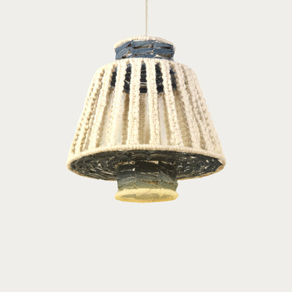 MAUA-II LAMP - IVORY/BLUE - HAND MADE - WOOL/COTTON DENIM