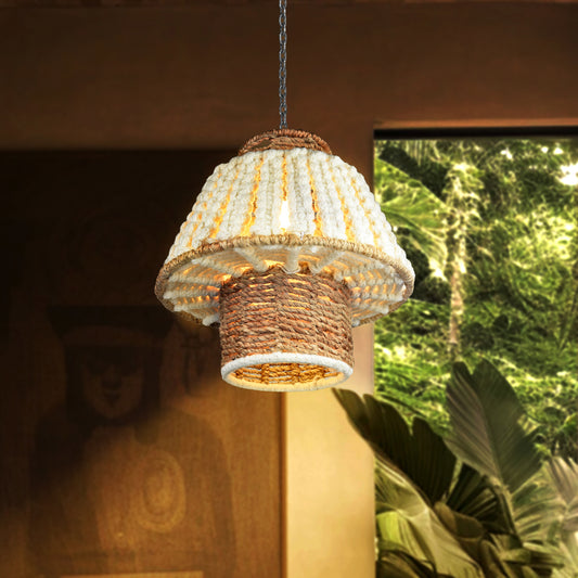MAUA LAMP - IVORY/NATURAL - HAND MADE - WOOL/JUTE