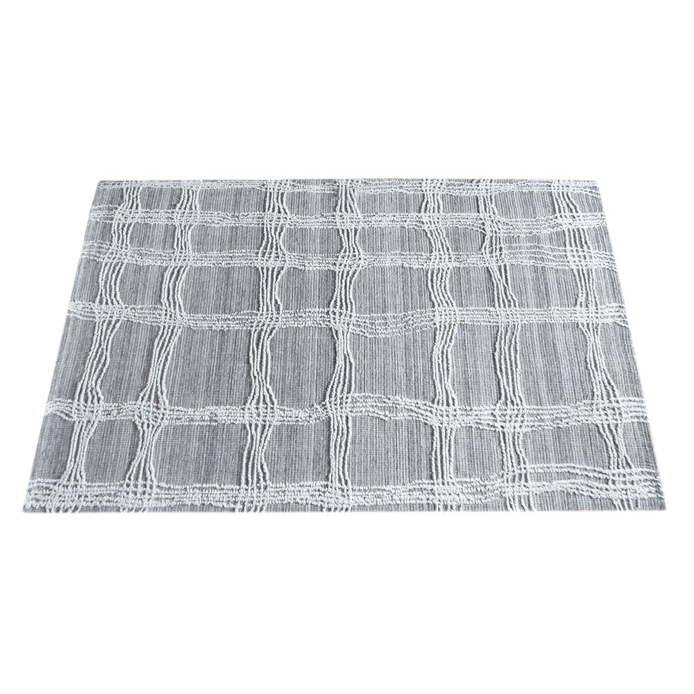 Area Rug, Bedroom Rug, Living Room Rug, Living Area Rug, Indian Rug, Office Carpet, Office Rug, Shop Rug Online, Wool, Grey, Natural White, Hand woven, All Loop, Textured