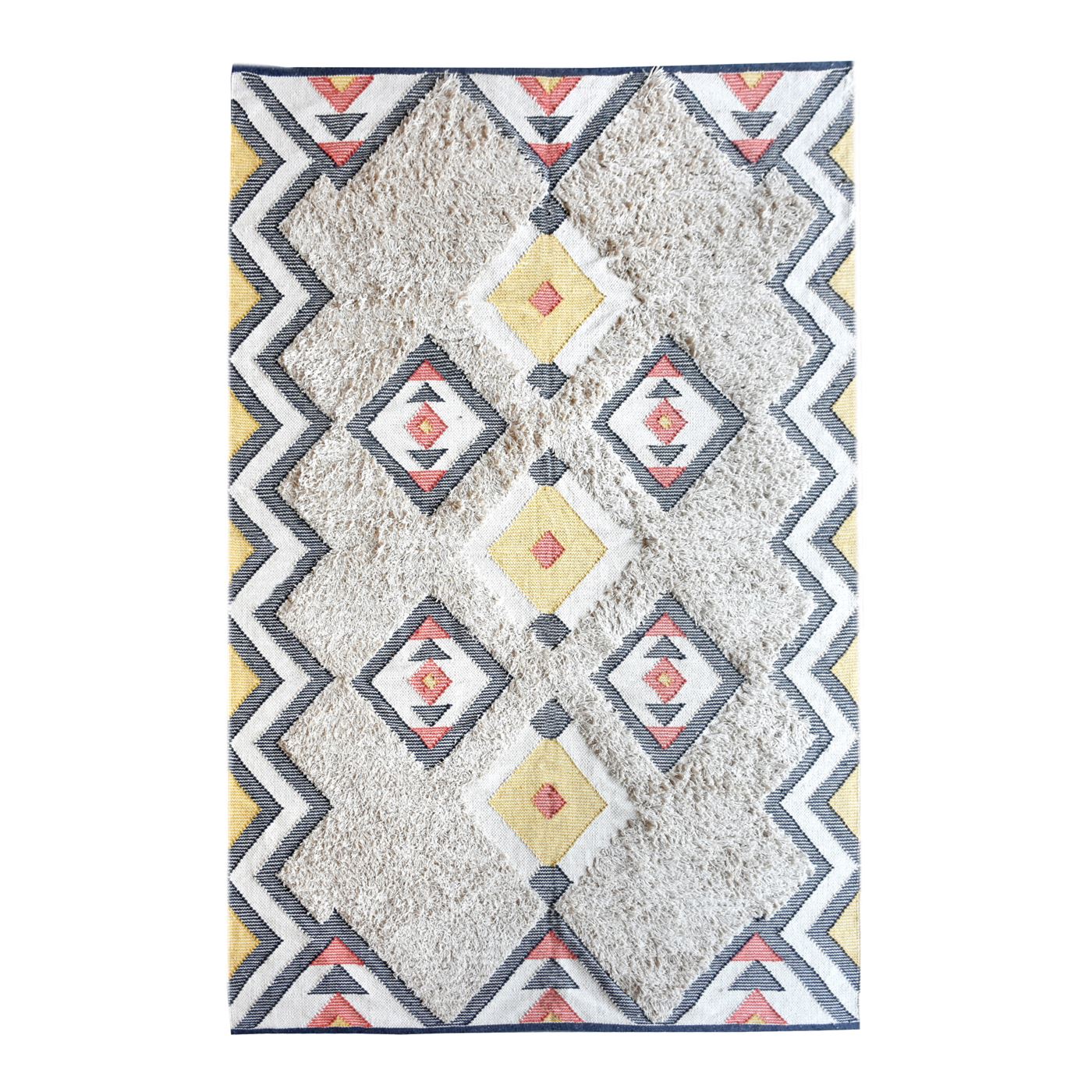 Area Rug, Bedroom Rug, Living Room Rug, Living Area Rug, Indian Rug, Office Carpet, Office Rug, Shop Rug Online, Cotton, Natural White, Charcoal, Brick, , Geometrical