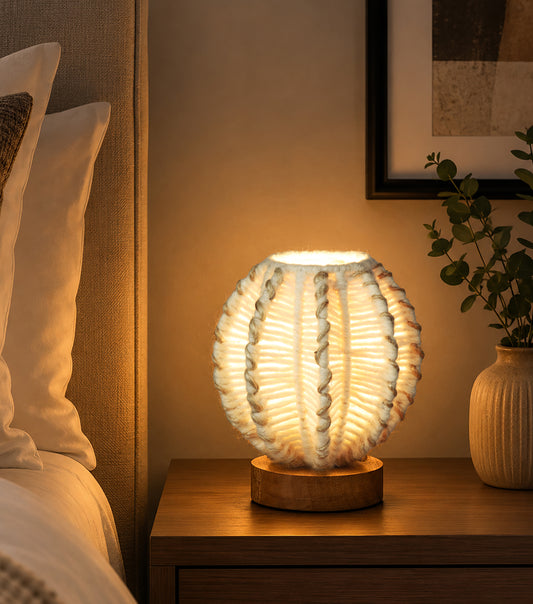 MEREN LAMP - IVORY - HAND MADE - WOOL/JUTE