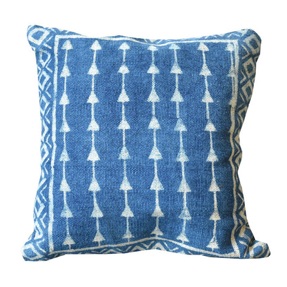 Meriwa Pillow, Cotton, Printed, Blue, Pitloom, Flat Weave
