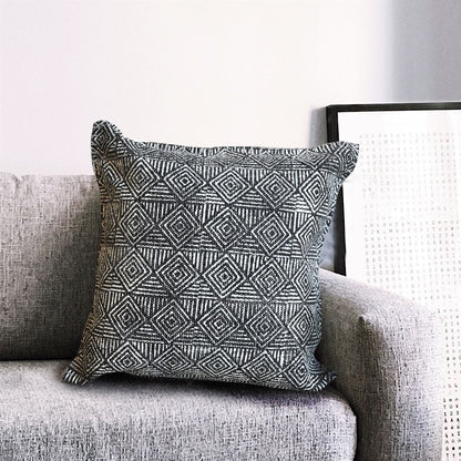 Metz Pillow, Cotton, Printed, Charcoal, Pitloom, Flat Weave