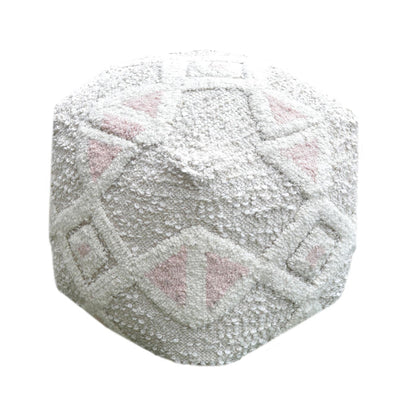 Mikado Pouf, Wool, Polyester, Natural White, Pink, Pitloom, All Loop 