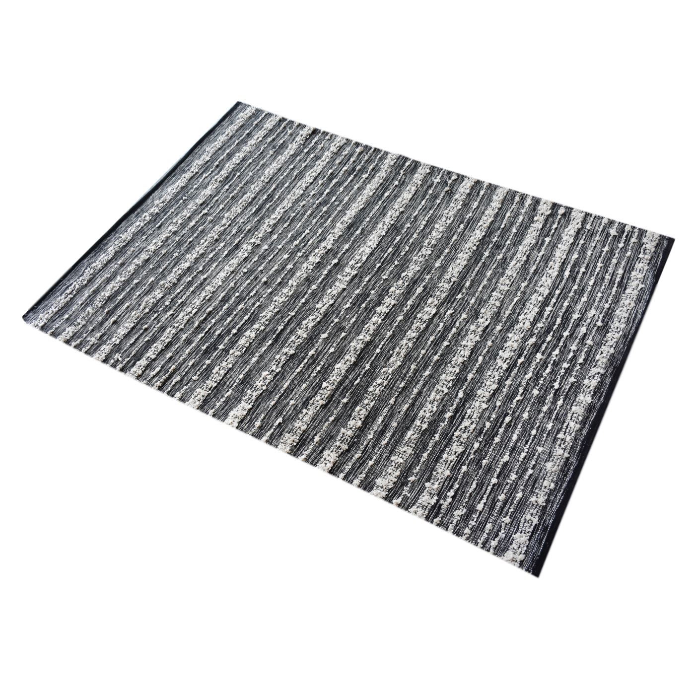 Area Rug, Bedroom Rug, Living Room Rug, Living Area Rug, Indian Rug, Office Carpet, Office Rug, Shop Rug Online, Pet, Polyester, Natural White, Black, Pitloom, Flat Weave, Stripes