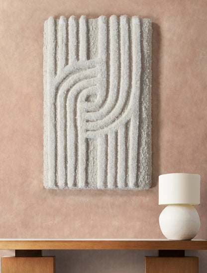 MISGAV WALL ART AND MAMEDOT WALL ART - IVORY - HAND WOVEN / OVER TUFTED - WOOL & MDF