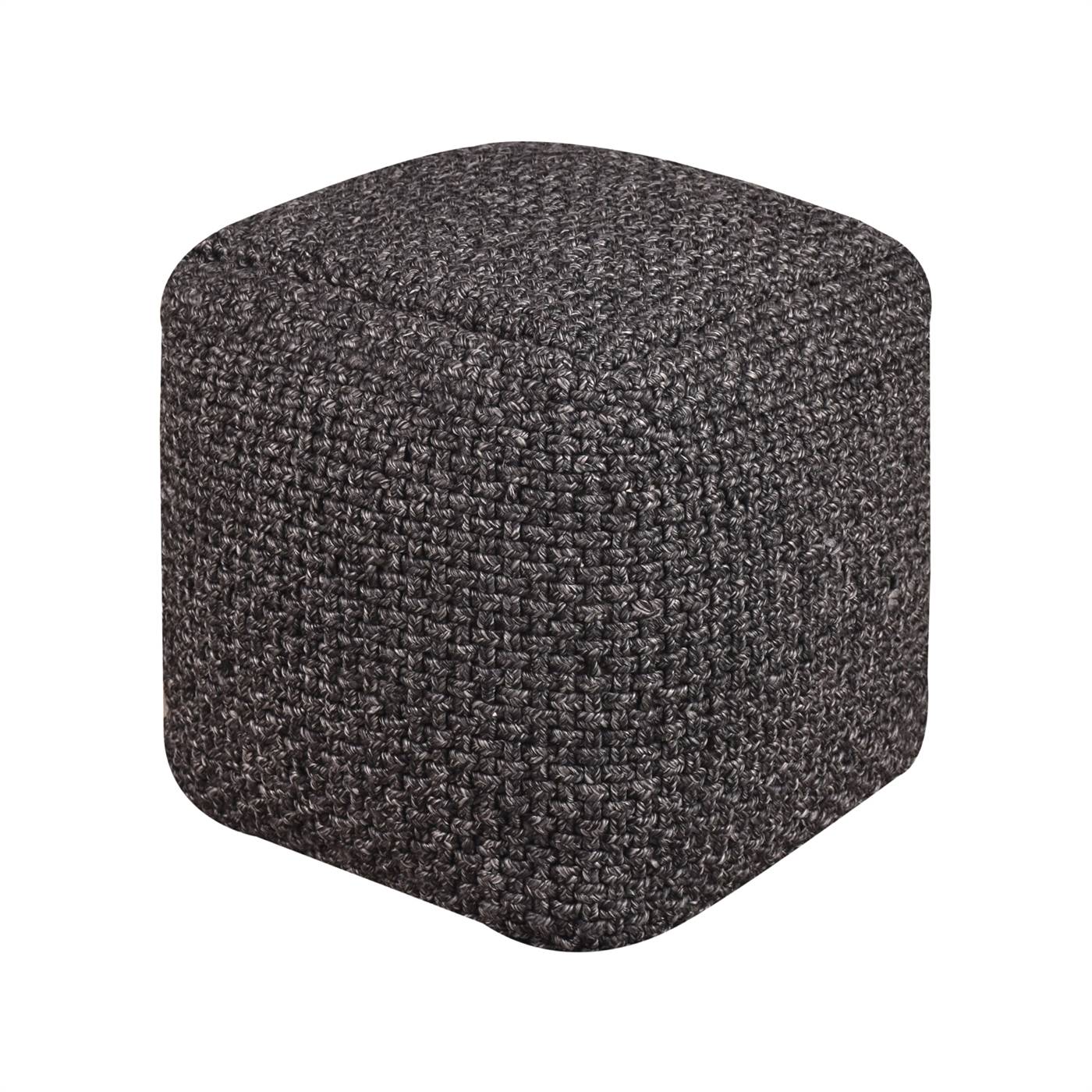 Moffat Pouf, 40x40x40 cm, Charcoal, Polypropylene, PET, Hand Made, Hm Stitching, Flat Weave