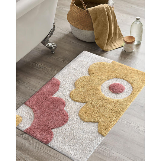 MOLEFI BATH RUG - IVORY/BLUSH/YELLOW - COTTON - TABLE TUFTED