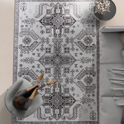Area Rug, Bedroom Rug, Living Room Rug, Living Area Rug, Indian Rug, Office Carpet, Office Rug, Shop Rug Online, Wool Polyester Blend, Grey, Charcoal, Jaquard Durry, Flat Weave, traditional