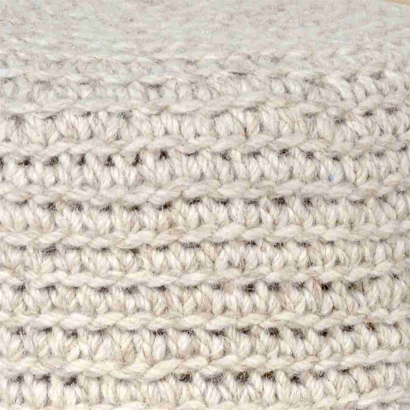 Montana Round Stool, Wool, Natural White, Hm Knitted, Flat Weave 