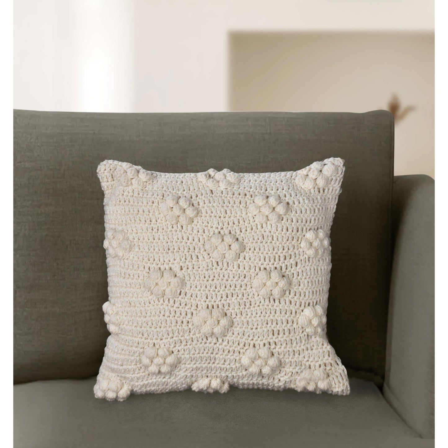 MONYO CUSHION - HANDKNITTED - WOOL - IVORY
