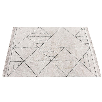 Area Rug, Bedroom Rug, Living Room Rug, Living Area Rug, Indian Rug, Office Carpet, Office Rug, Shop Rug Online, Cotton, Natural White, Brown, Bm Sn, All Cut, Geometrical