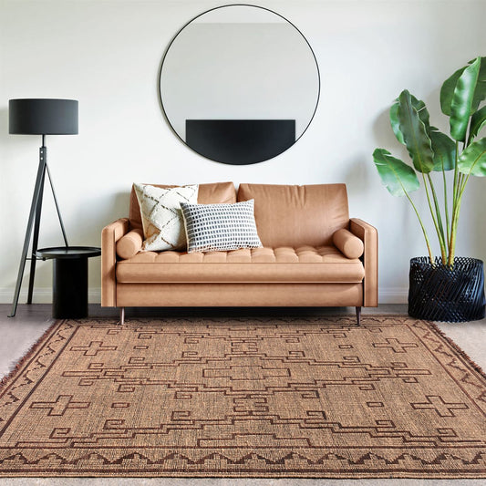 Area Rug, Bedroom Rug, Living Room Rug, Living Area Rug, Indian Rug, Office Carpet, Office Rug, Shop Rug Online, Hemp, Leather, Natural, Brown, Punja, Flat Weave, Traditional