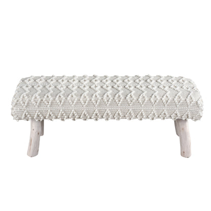 MWEWE BENCH - IVORY - HAND WOVEN - WOOL
