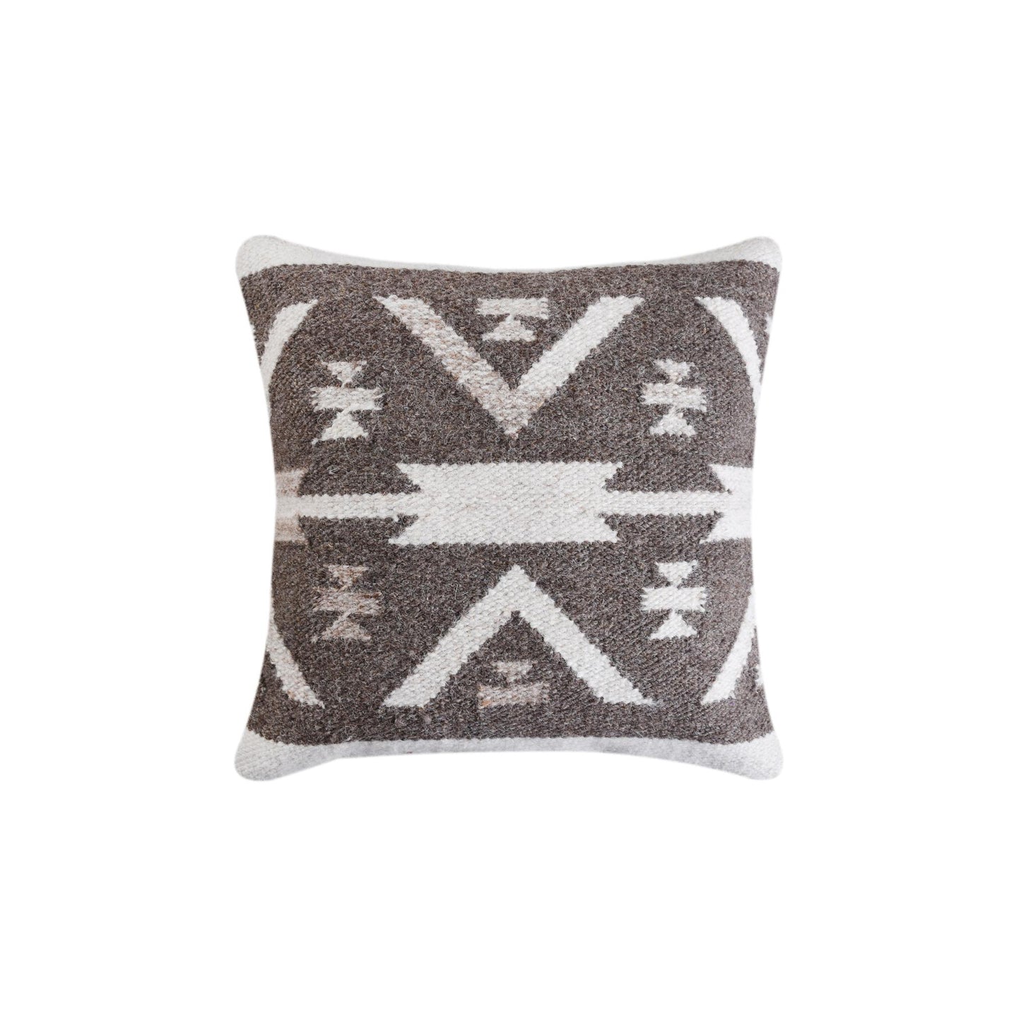 MOWINKLE  CUSHION - WOOL - BROWN/IVORY - HANDWOVEN