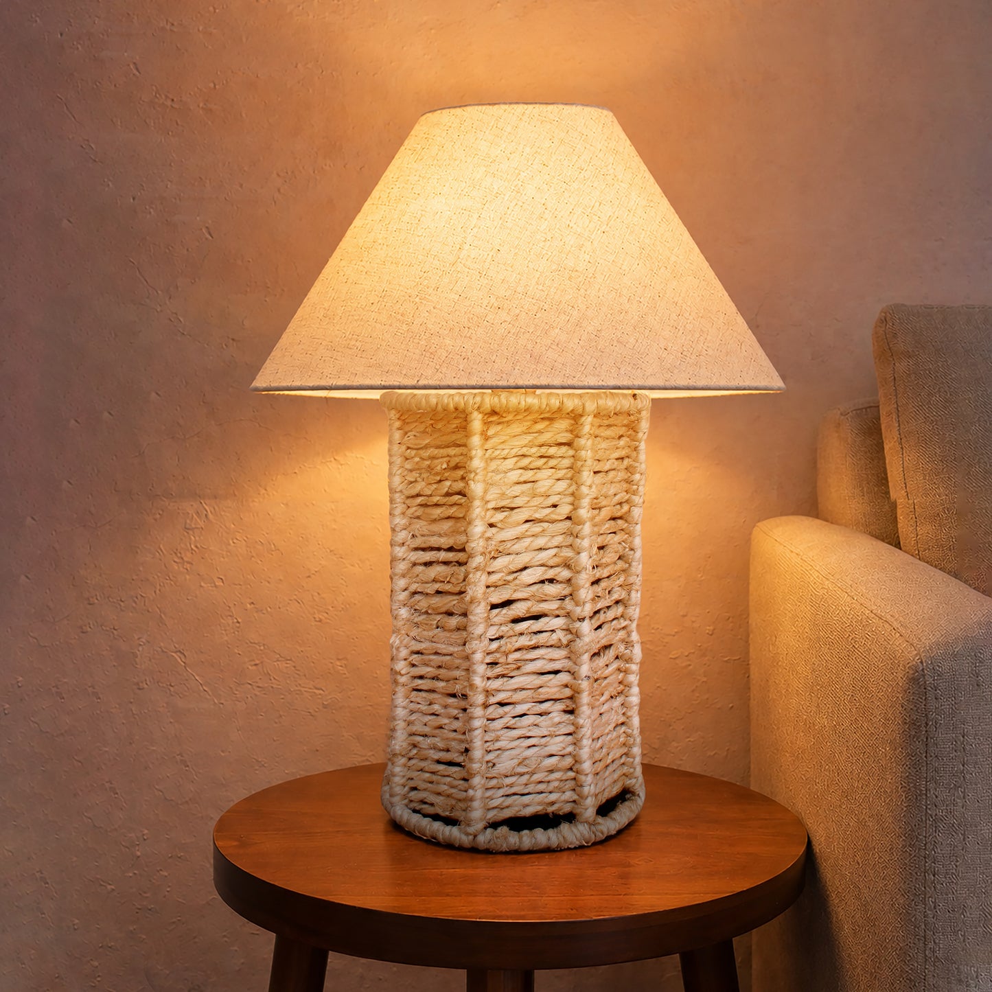 MYSORIA TABLE LAMP - BEIGE - HAND MADE - JUTE