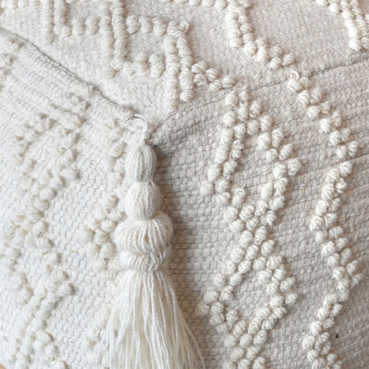 Narden Pouf, Wool, Natural White