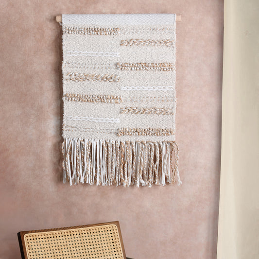 NEGRESTI WALL HANGING - IVORY - HANDWOVEN - JUTE/COTTON SALVAGE & RAG