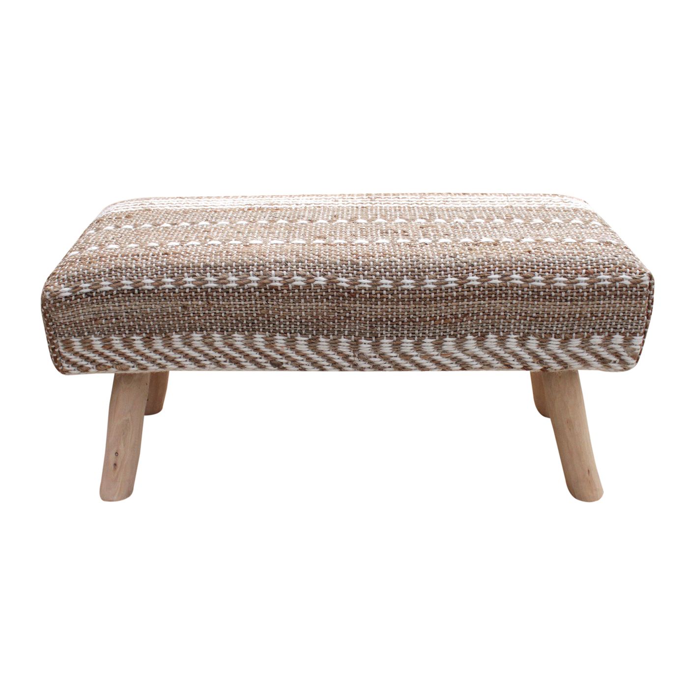 Niobe Bench, Jute, Wool, Natural, Natural White, Pitloom, Flat Weave