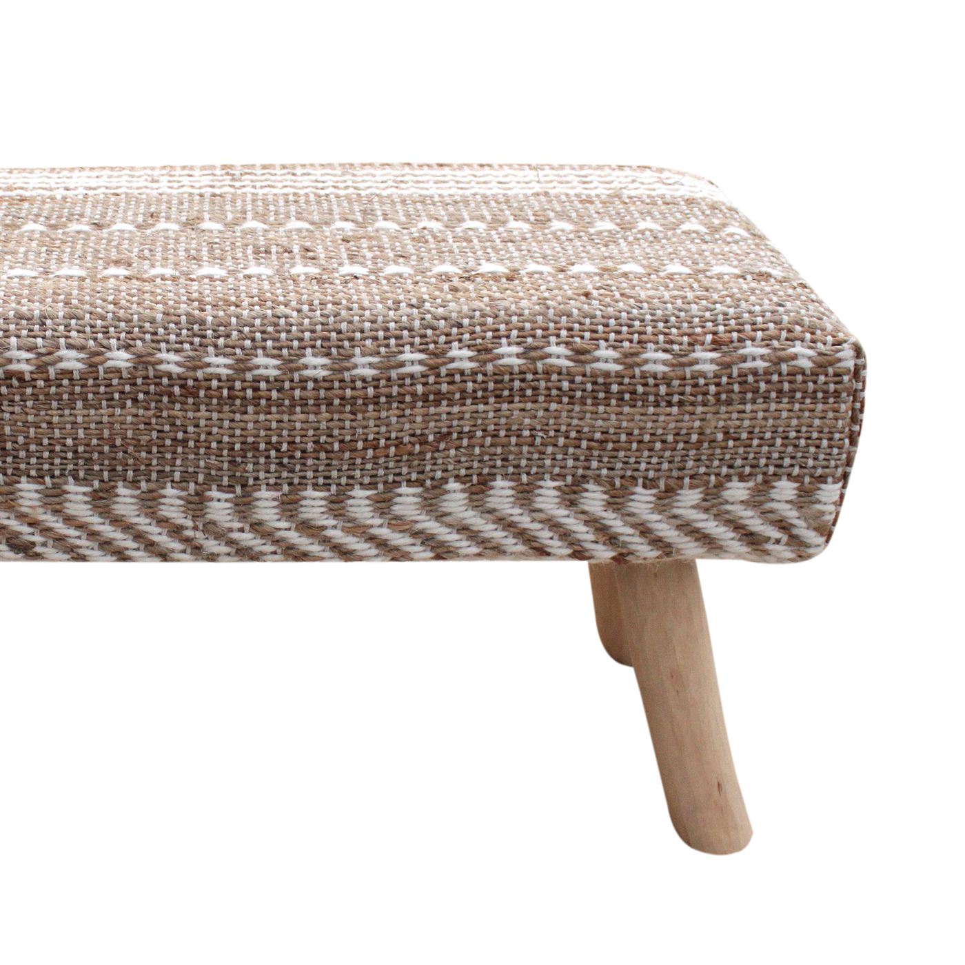 Niobe Bench, Jute, Wool, Natural, Natural White, Pitloom, Flat Weave