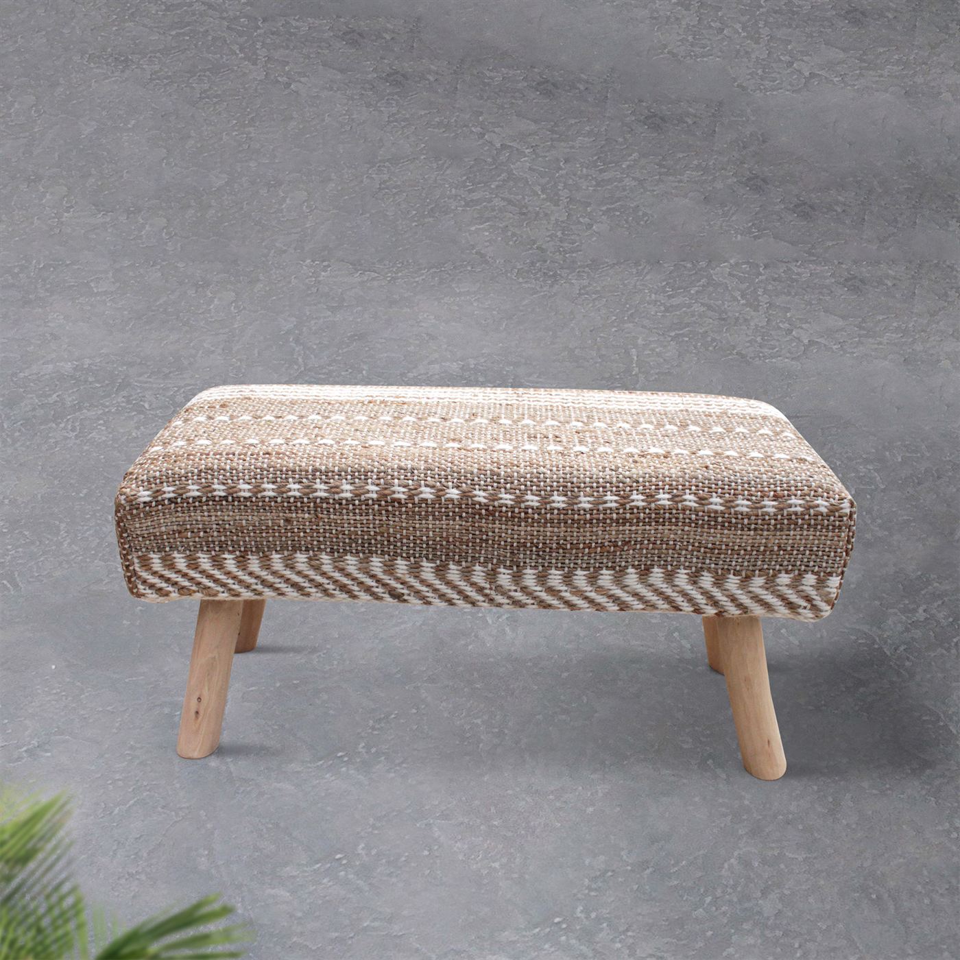 Niobe Bench, Jute, Wool, Natural, Natural White, Pitloom, Flat Weave