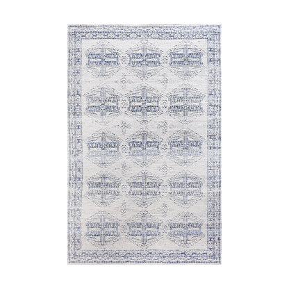 NISHE RUG - IVORY/BLUE - JACQUARD WOVEN - COTTON DENIM/WOOL