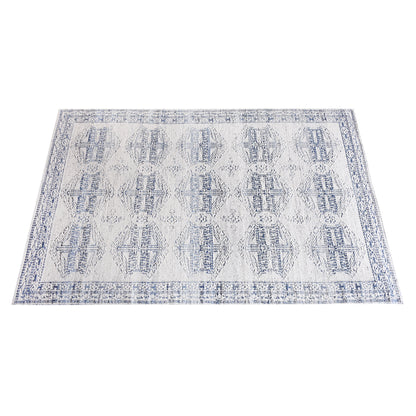 NISHE RUG - IVORY/BLUE - JACQUARD WOVEN - COTTON DENIM/WOOL