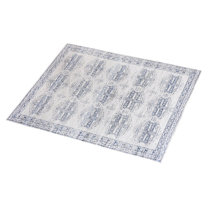 NISHE RUG - IVORY/BLUE - JACQUARD WOVEN - COTTON DENIM/WOOL
