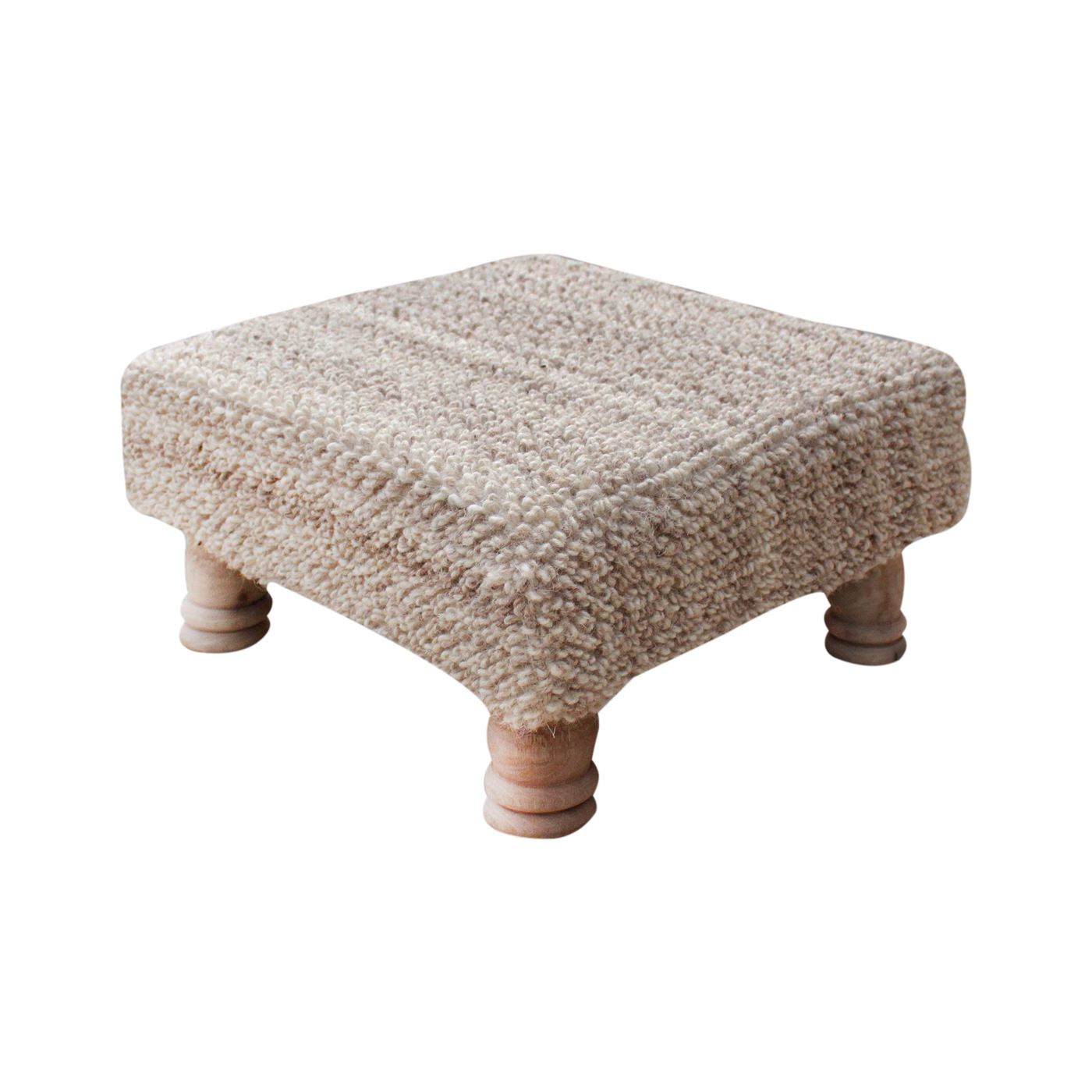 Nizam Foot Stool, Wool, Beige, Hand woven, All Loop 