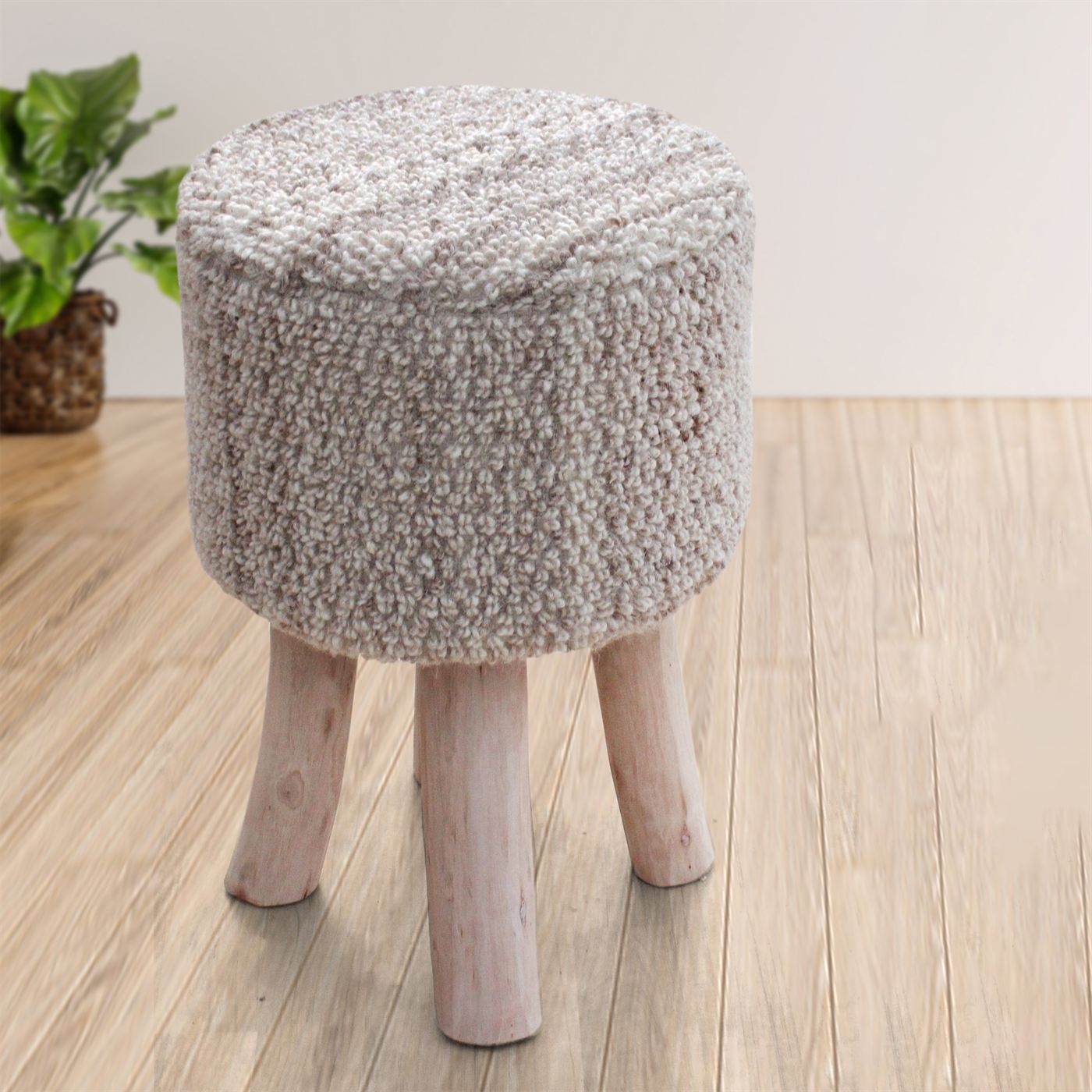 Nizam Stool, Wool, Beige, Hand woven, All Loop 