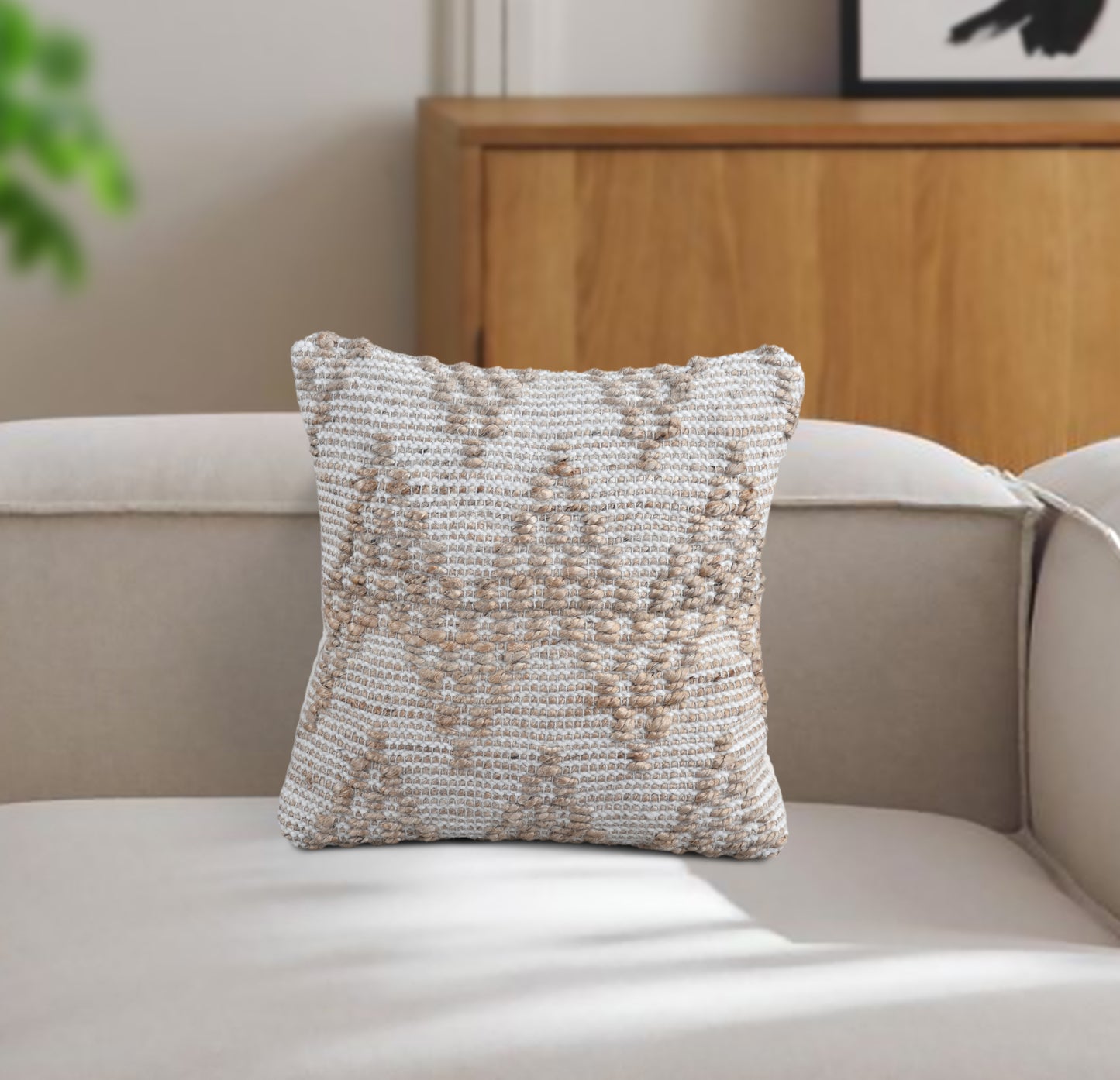 NOGOA CUSHION - JUTE/WOOL - NATURAL/IVORY - HANDWOVEN