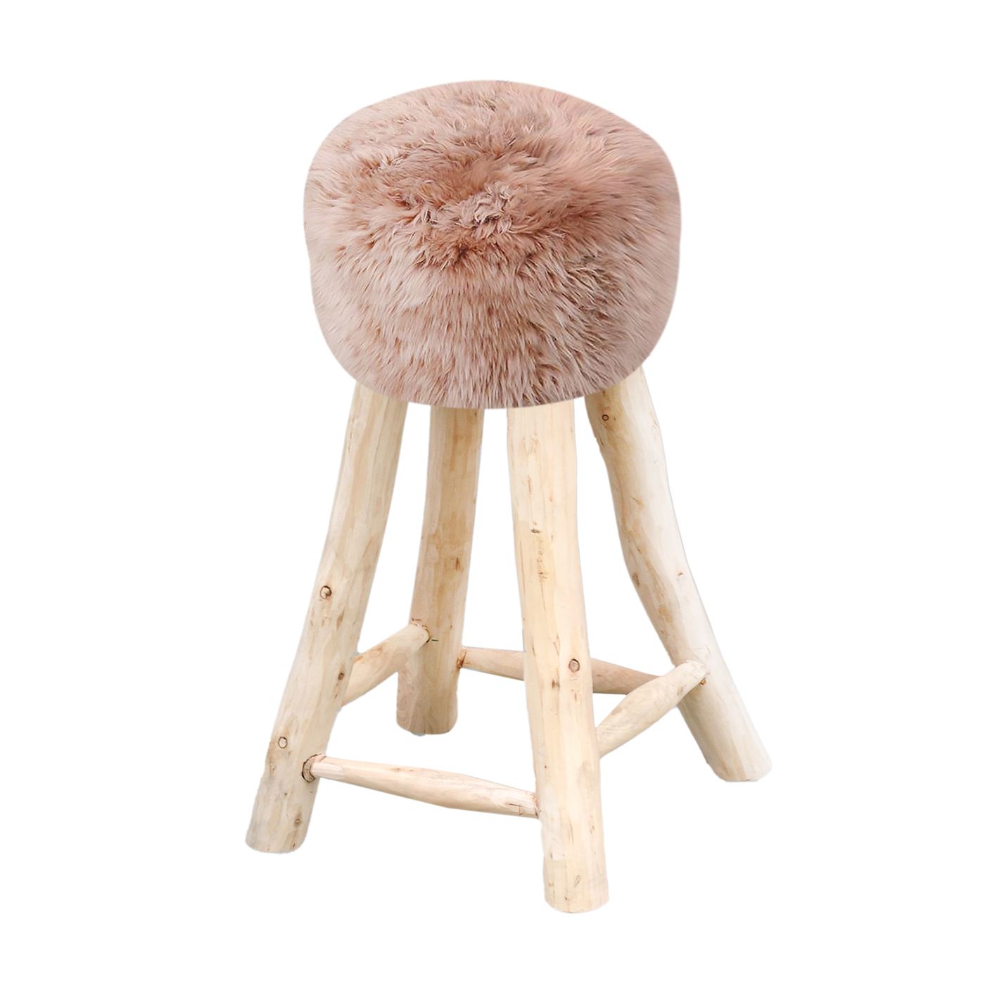 Nordic Bar Stool, Sheep Hide, Taupe, Hm Stitching, Flat Weave 