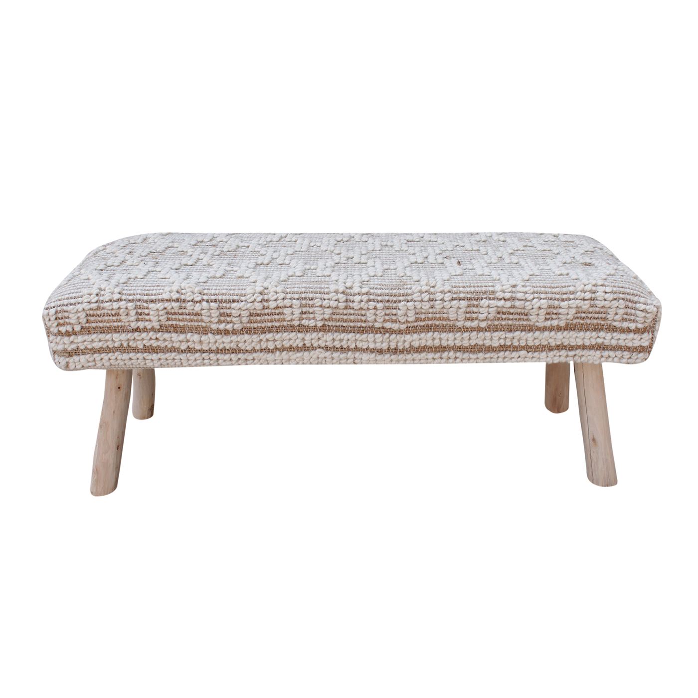 Nordli Bench, Jute, Wool, Natural, Natural White, Pitloom, All Loop