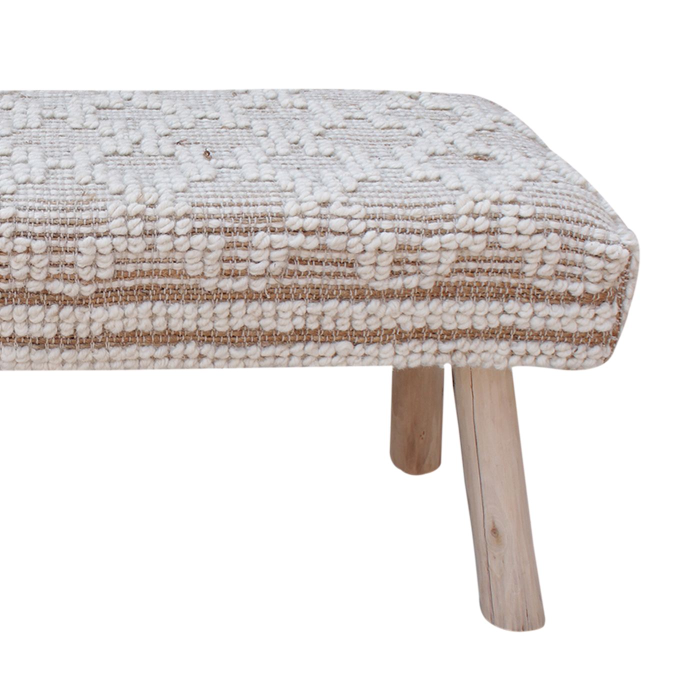 Nordli Bench, Jute, Wool, Natural, Natural White, Pitloom, All Loop