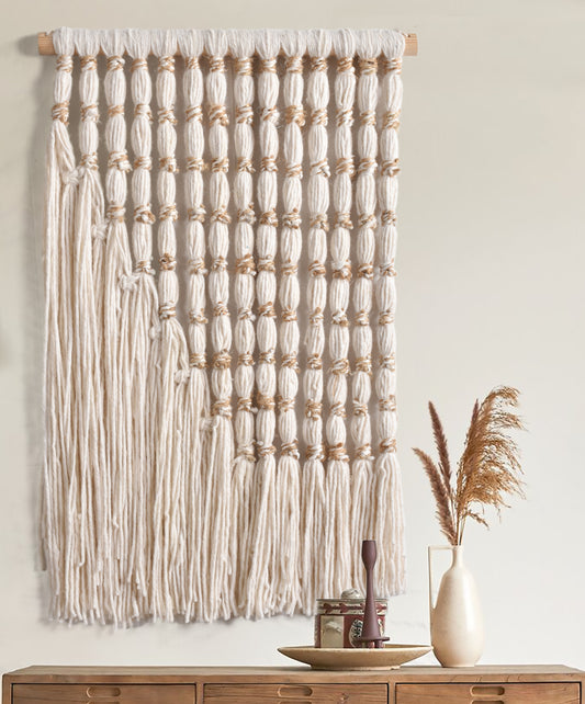 NIANELL WALL ART - NATURAL WHITE/BIGE WOOL/JUTE