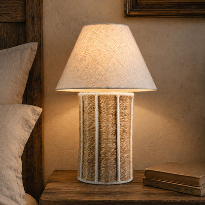 NOCTRA TABLE LAMP - NATURAL/IVORY - HAND MADE - JUTE/WOOL