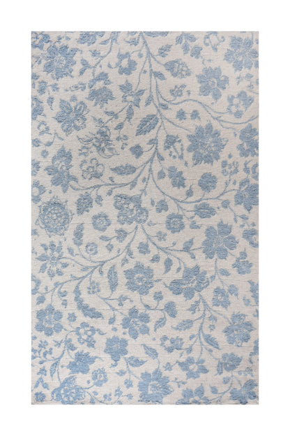 OAKEN RUG - IVORY/BLUE - CIRCULAR KNITTING - WOOL