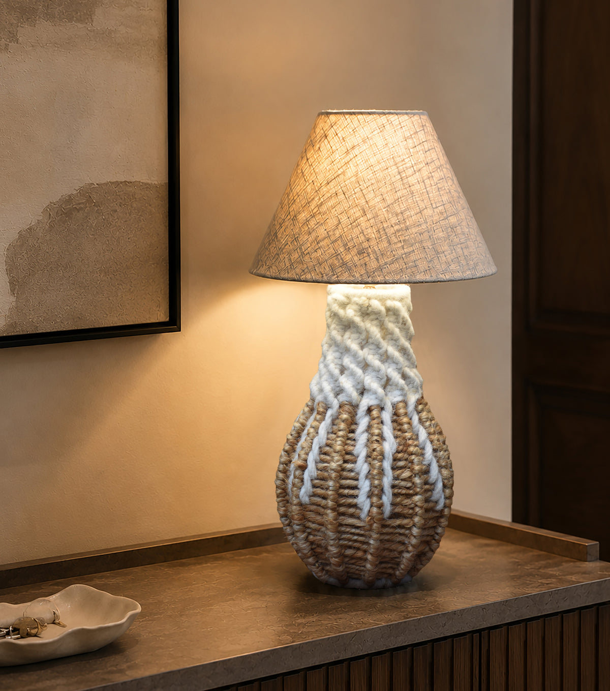 OKAVANGO LAMP - NATURAL/IVORY - HAND MADE - JUTE/WOOL