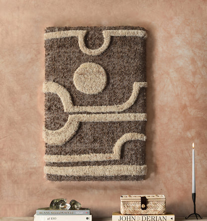 OKKATO WALL ART AND KAIPI WALL ART - BROWN/BEIGE- HAND WOVEN / OVER TUFTED - WOOL & MDF