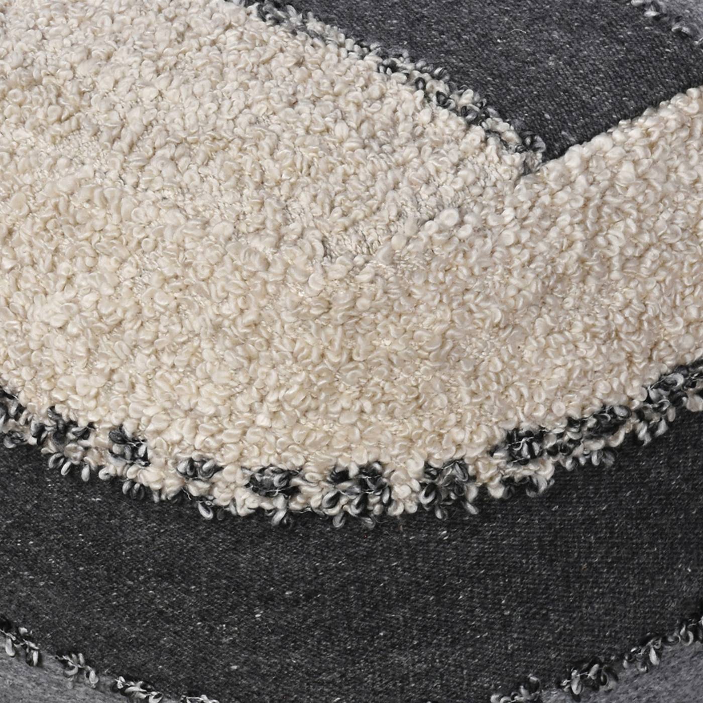 Oksino Pouf, 40x40x40 cm, Grey, Natural White, PET, Polyester, Hand Woven, Pitloom, Flat Weave