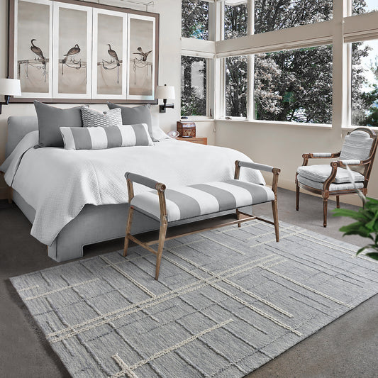 OMRA RUG - WOOL - BLUE/IVORY