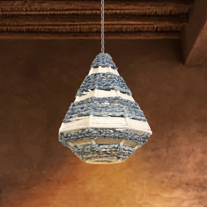 ONSLOWE LAMP - IVORY/BLUE - HAND MADE - WOOL/COTTON DENIM