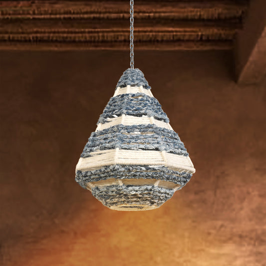 ONSLOWE LAMP - IVORY/BLUE - HAND MADE - WOOL/COTTON DENIM